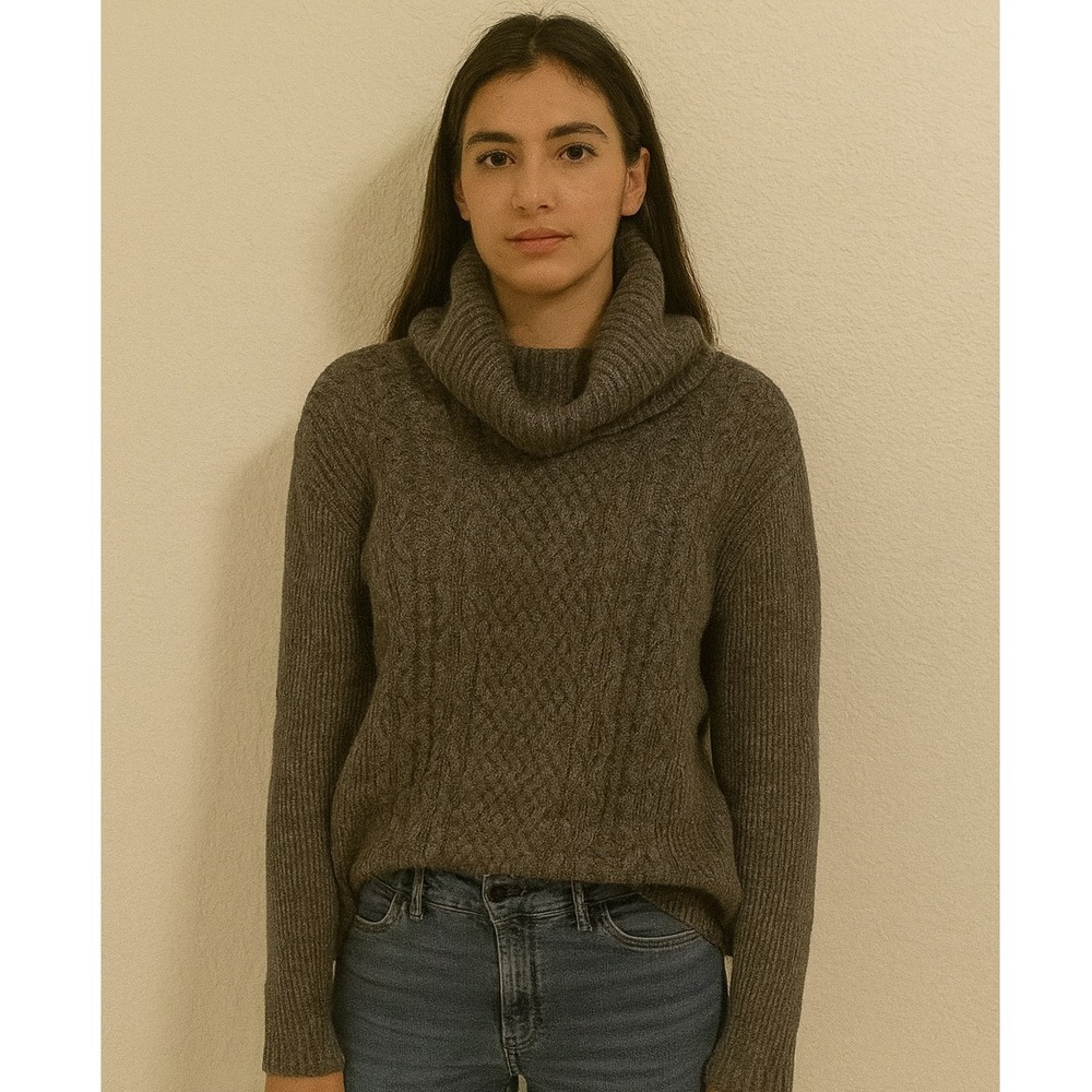 Esprit Women's Gray‎ Cable Knit Turtleneck Sweater Size M